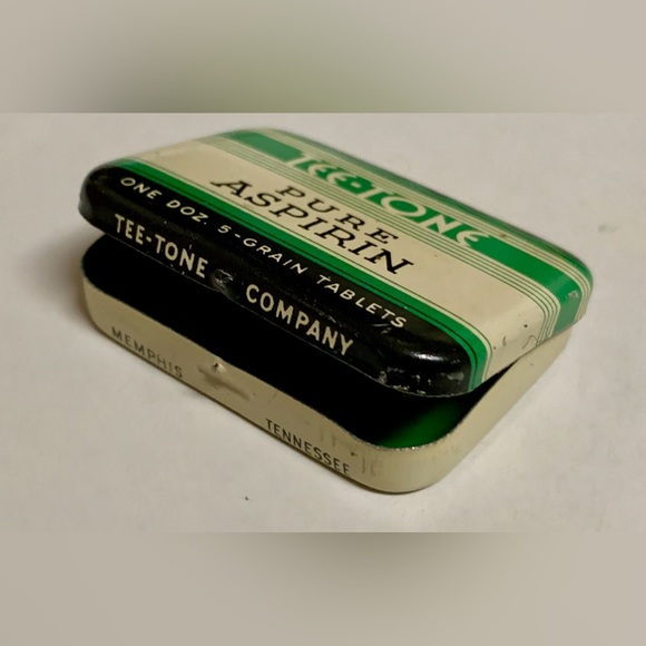 Mid Century Vintage TEE TONE Pure Aspirin Hinge Lidded Medicine Tin - Picture 7 of 16